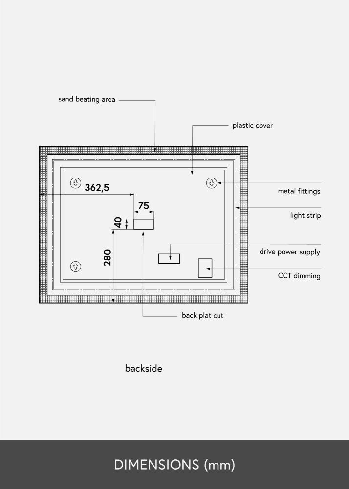 KAILA Oglindă Rectangle II LED 60x80 cm