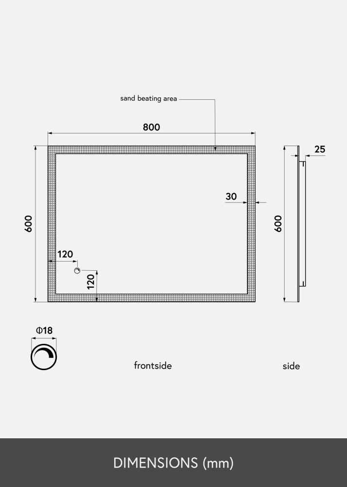 KAILA Oglindă Rectangle II LED 60x80 cm