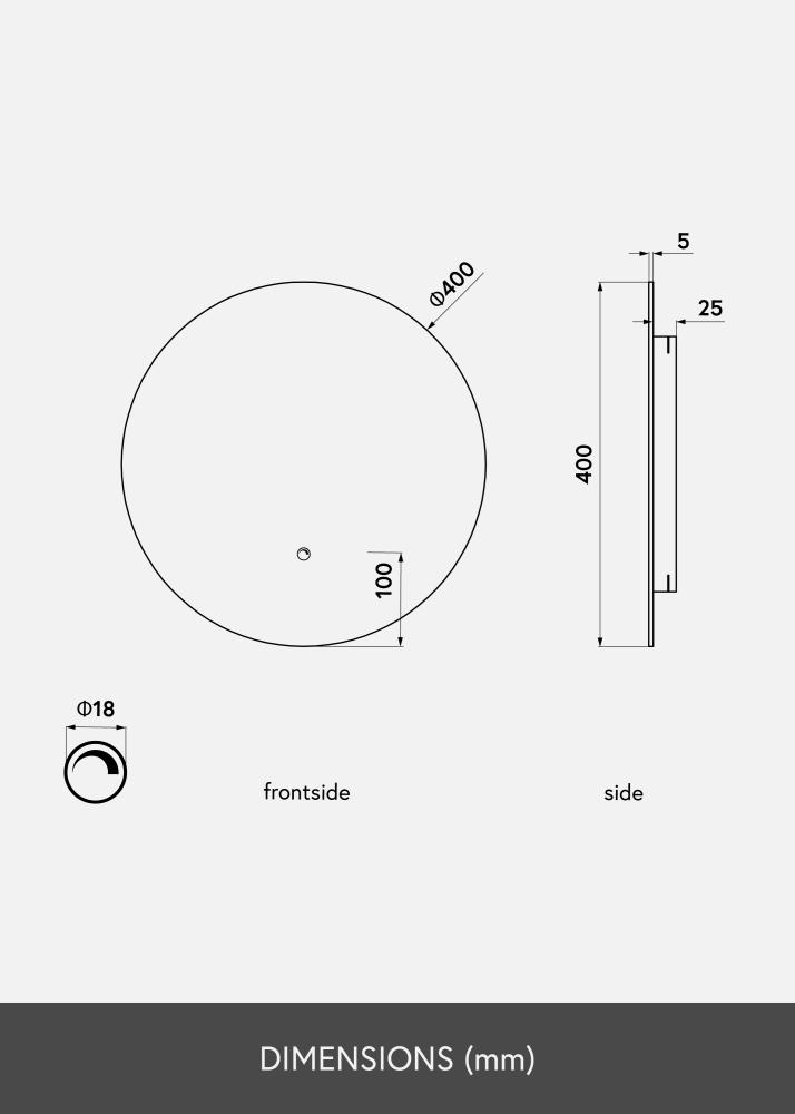 KAILA Oglindă LED 40 cm Ø