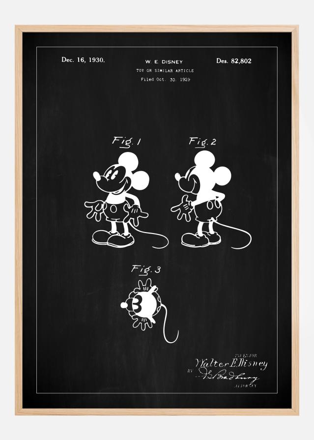 Schiță - Disney - Mickey Mouse - Negru Poster