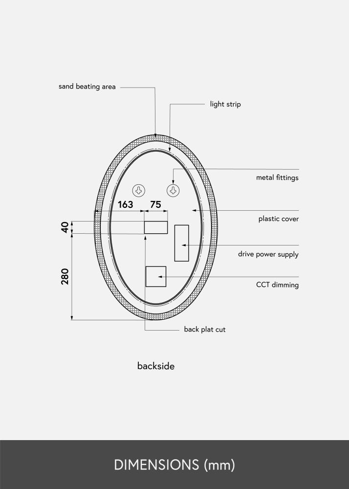 KAILA Oglindă Oval LED 40x60 cm