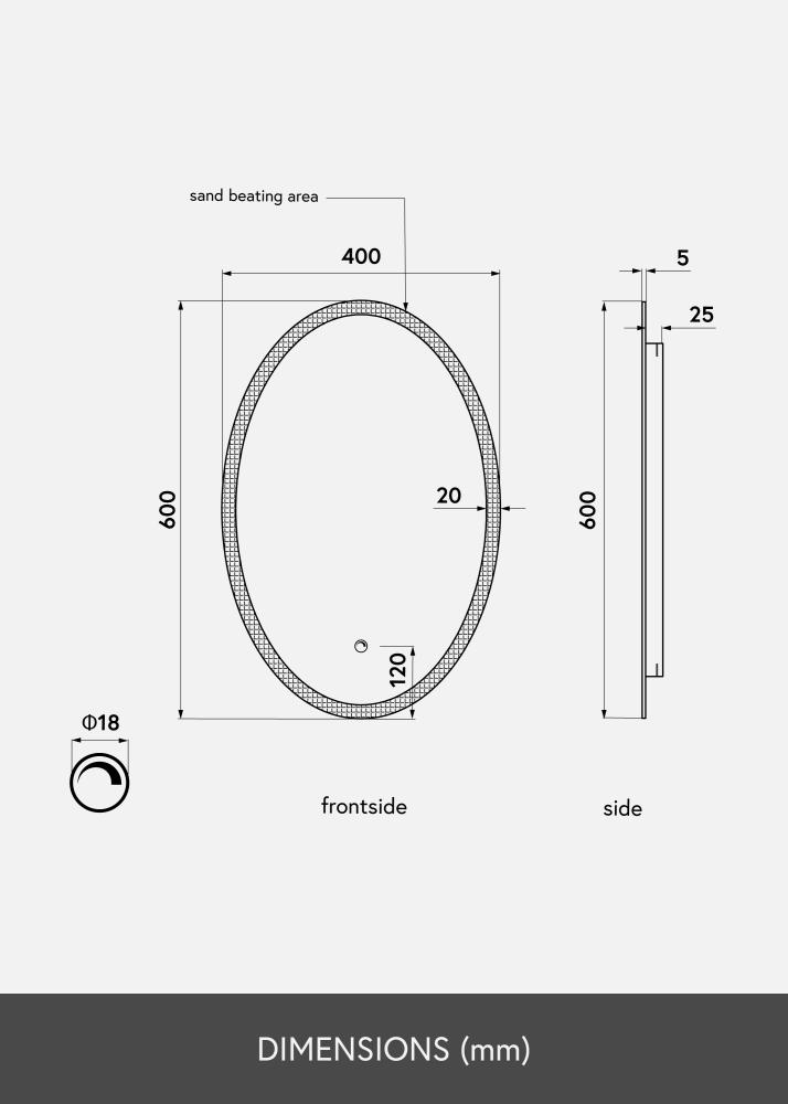 KAILA Oglindă Oval LED 40x60 cm