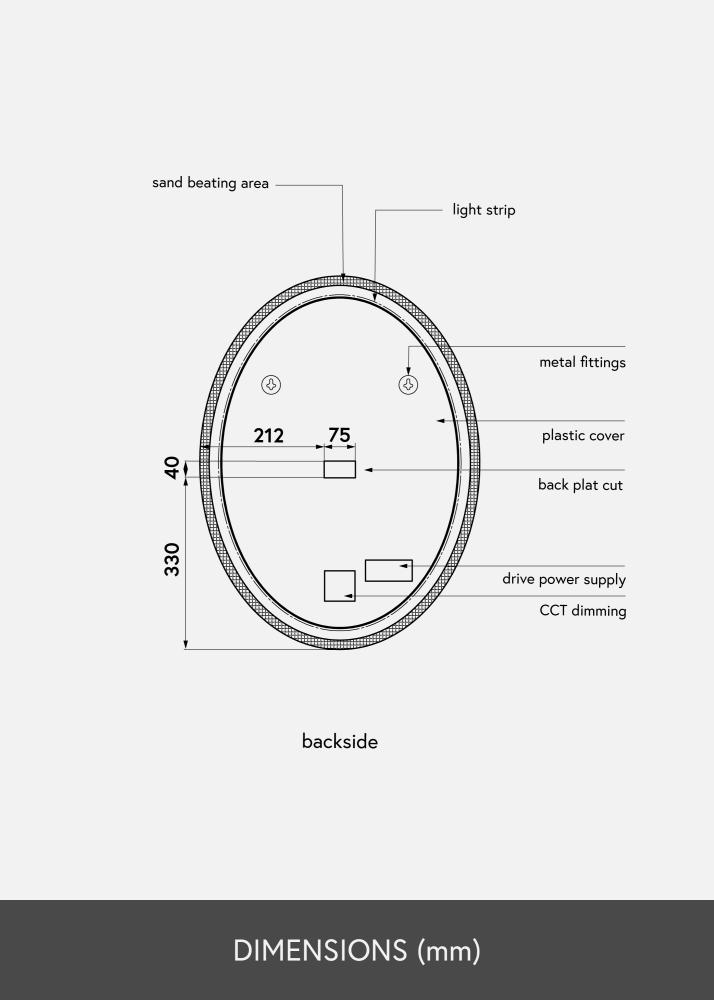 KAILA Oglindă Oval LED 50x70 cm