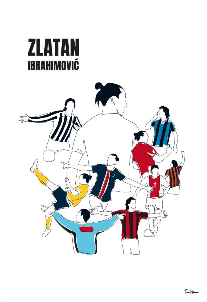 History Of Zlatan With Name And-Colours Poster