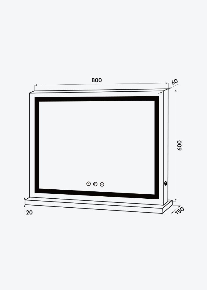 KAILA Oglindă pentru machiaj Base Horisontal LED Alb 80x60 cm