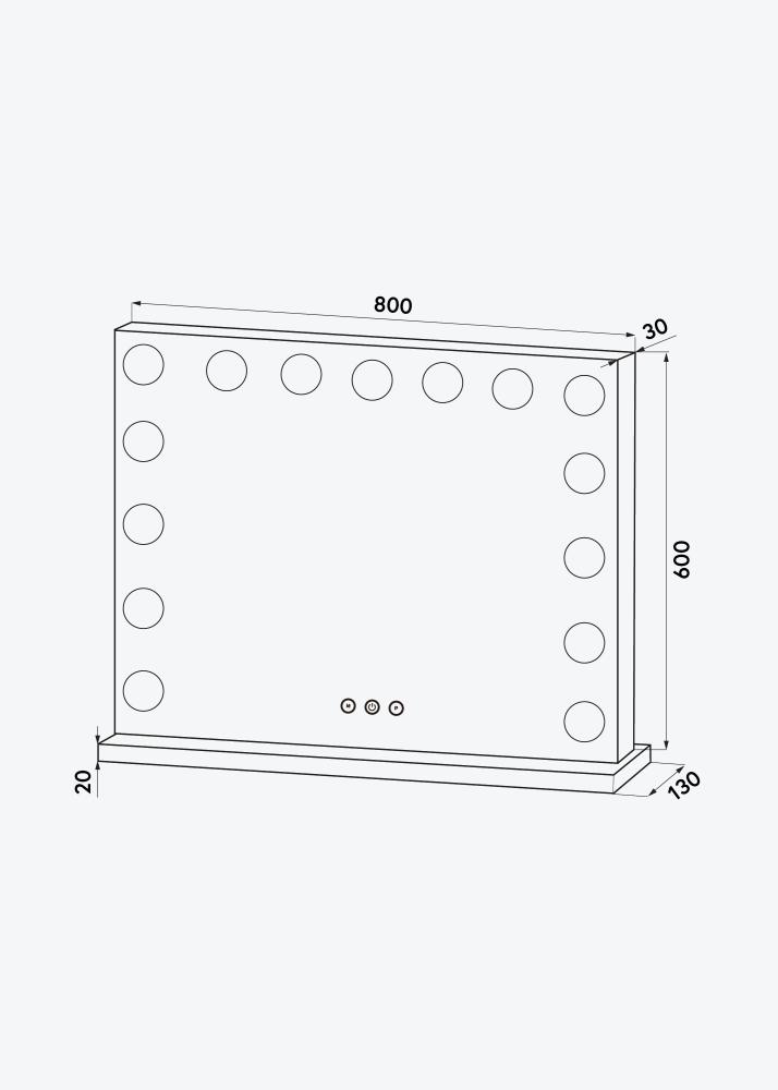 KAILA Oglindă pentru machiaj Vanity LED 15 Alb 80x60 cm