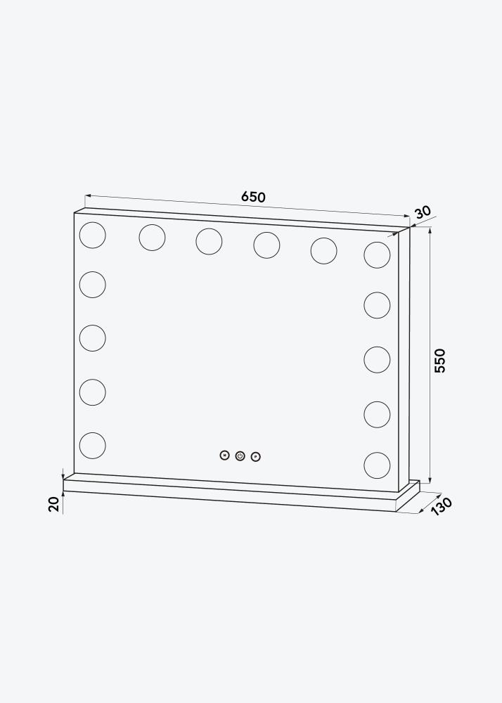 KAILA Oglindă pentru machiaj Base LED 14 Argintiu 65x56 cm