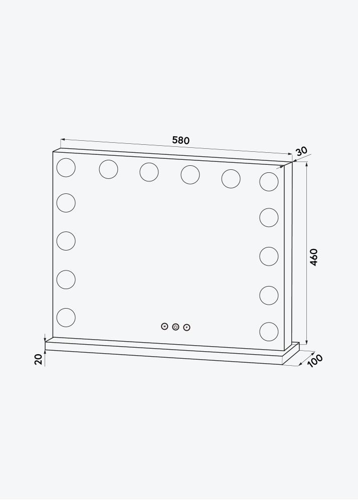 KAILA Oglindă pentru machiaj Base LED 14 Argintiu 56x46 cm