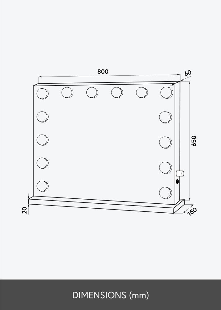 KAILA Oglindă pentru machiaj Hollywood Edge 14 E27 Alb 80x65 cm