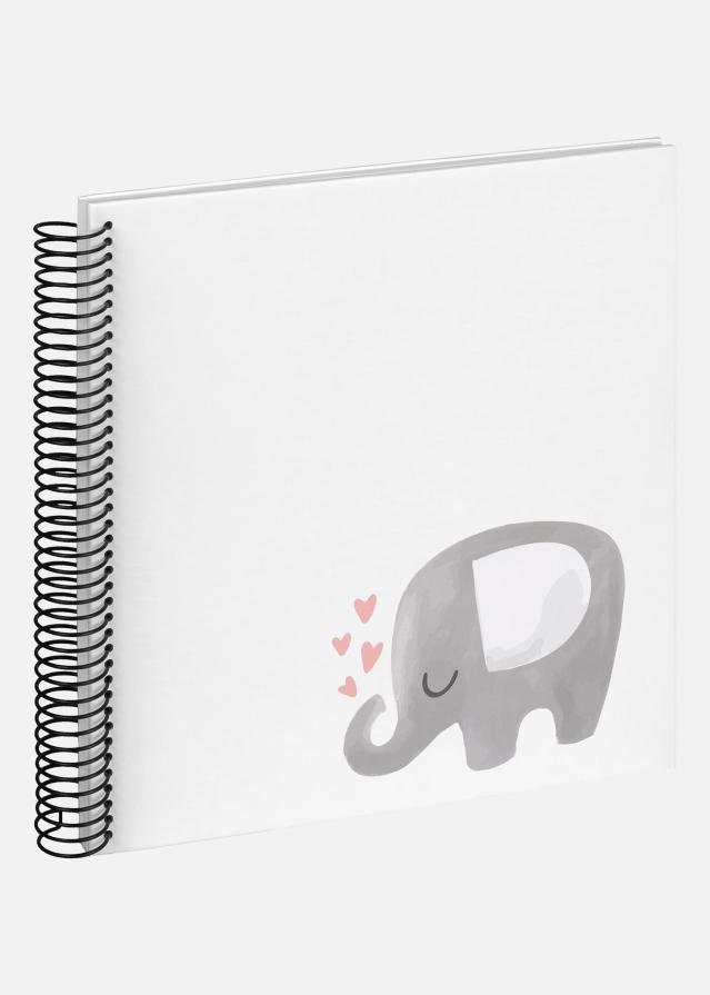 Baby Elephant Hearting Album cu spirală Alb - 24x24 cm (40 Albe Pagini)