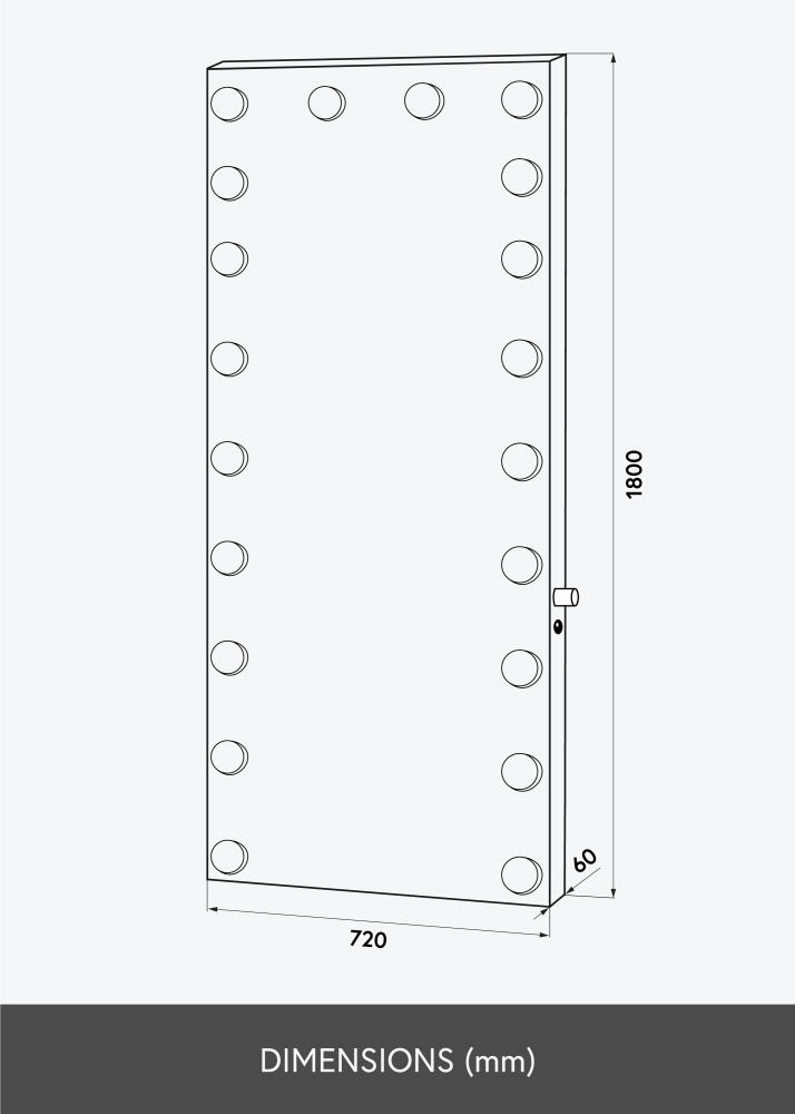 KAILA Oglindă pentru machiaj Hollywood Edge 20 E27 Negru 72x180 cm