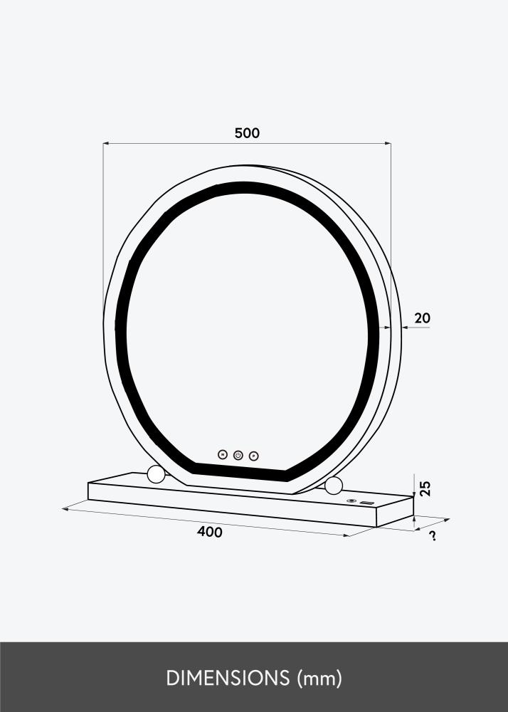 KAILA Oglindă pentru machiaj Round LED Alb 50 cm Ø