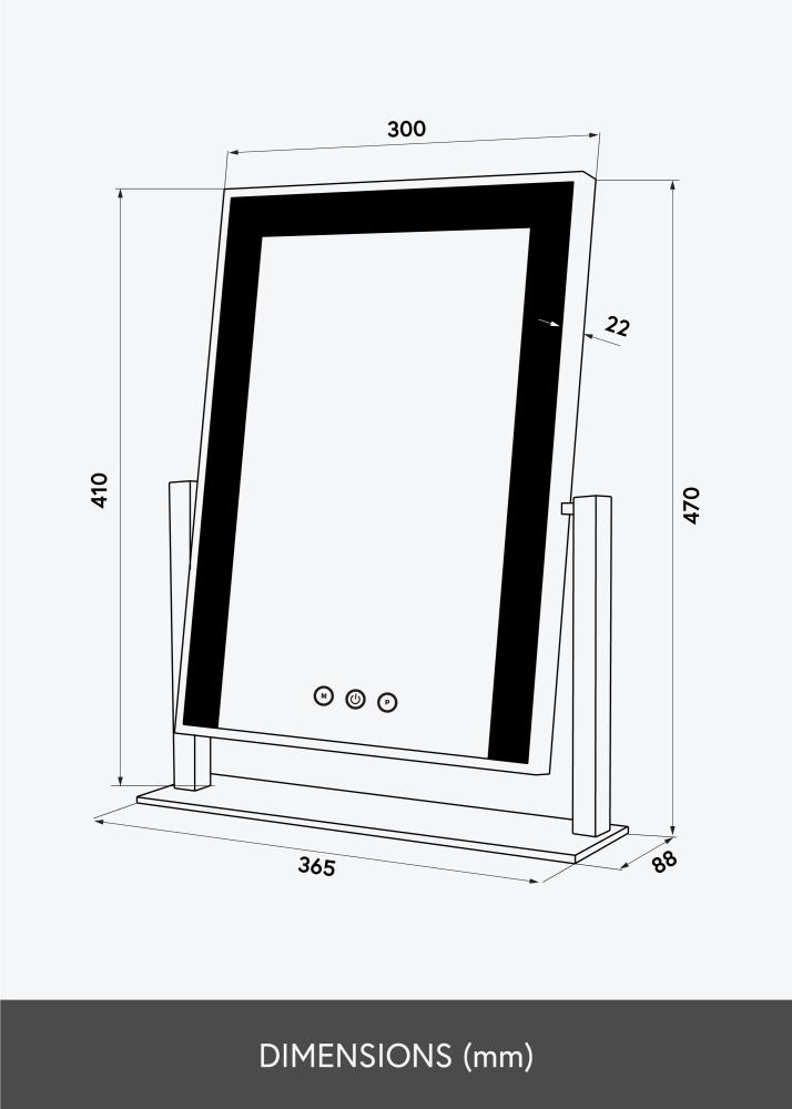 KAILA Oglindă pentru machiaj Stand LED Alb 30x41 cm