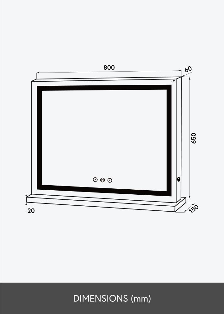 KAILA Oglindă pentru machiaj Vanity LED Alb 80x65 cm