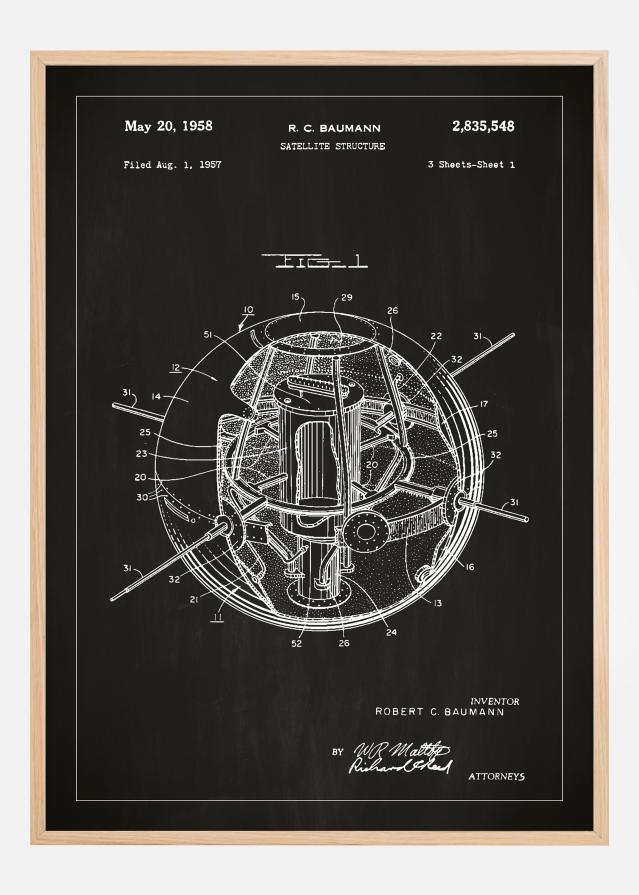 Schiță - Satelit - Negru Poster