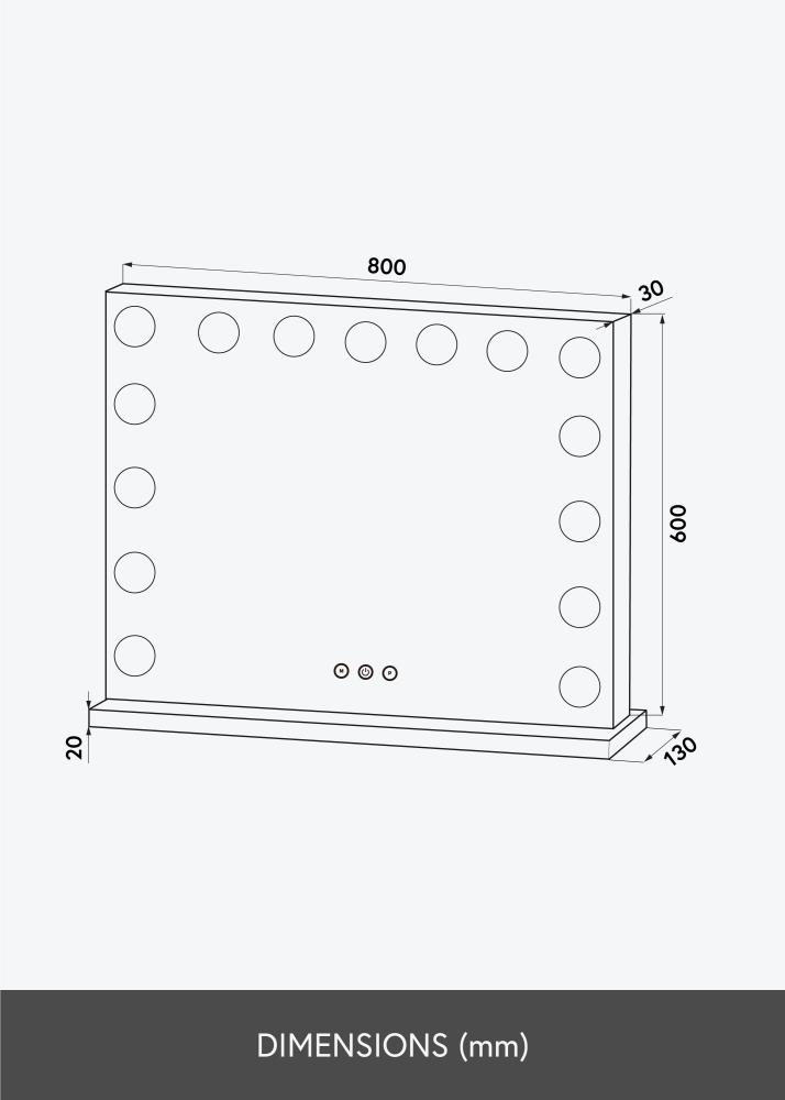 KAILA Oglindă pentru machiaj Vanity LED 15 Alb 80x60 cm