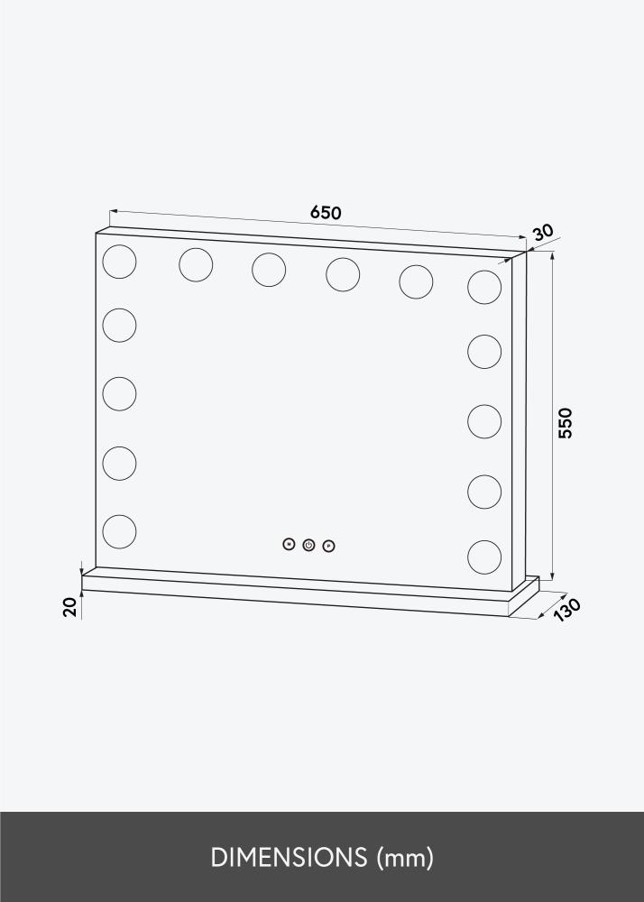 KAILA Oglindă pentru machiaj Base LED 14 Argintiu 65x56 cm