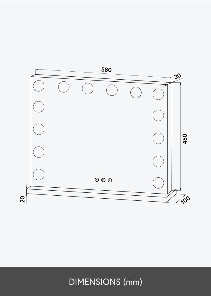 KAILA Oglindă pentru machiaj Base LED 14 Argintiu 56x46 cm