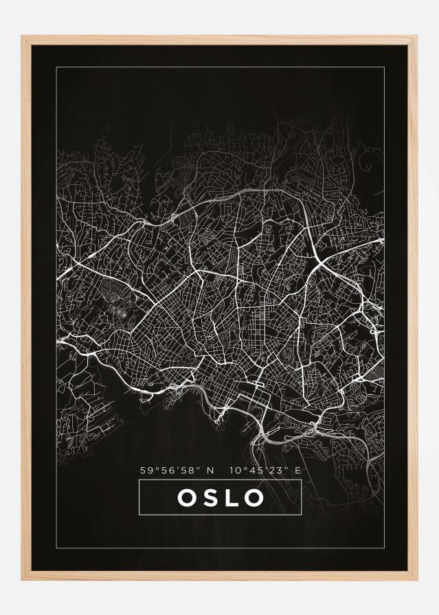 Hartă - Oslo - Negru Poster