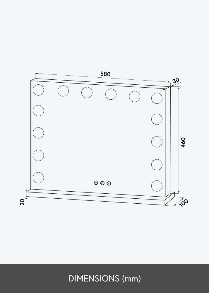 KAILA Oglindă pentru machiaj Base LED 14 Negru 56x46 cm