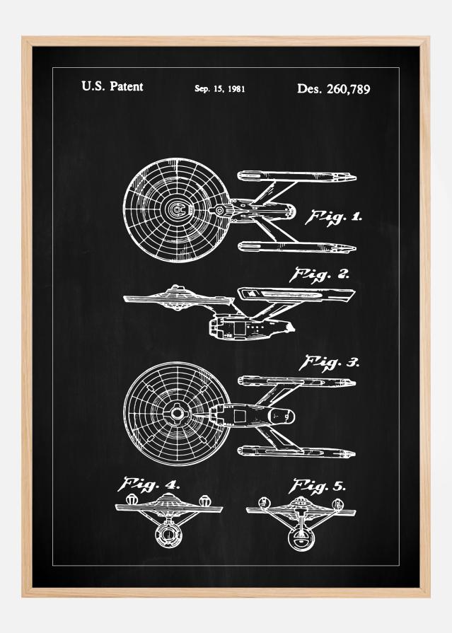 Schiță - Star Trek - USS Enterprise - Negru Poster