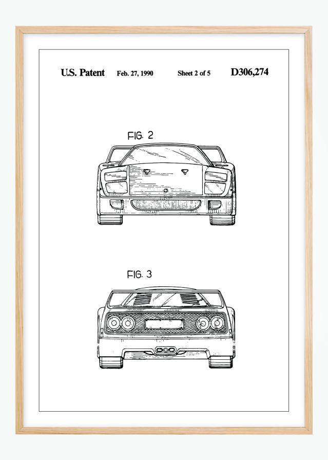 Schiță - Ferrari F40 III Poster