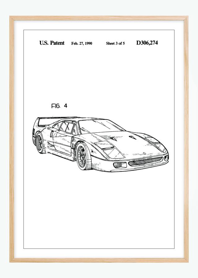 Schiță - Ferrari F40 II Poster