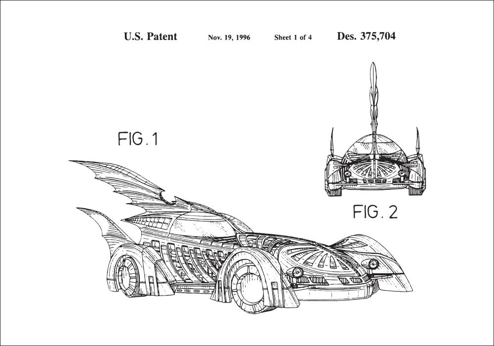 Schiță - Batman - Batmobile 1996 în Poster