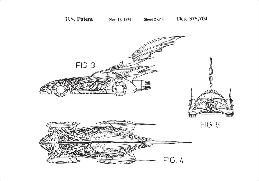 Schiță - Batman - Batmobile 1996 II Poster