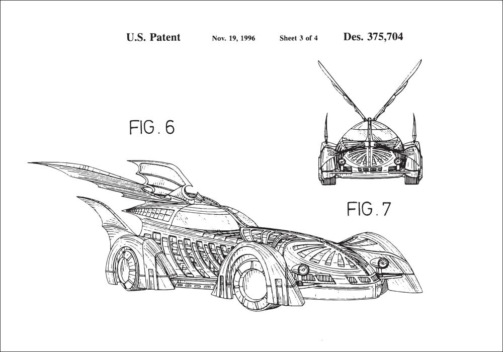 Schiță - Batman - Batmobile 1996 III Poster