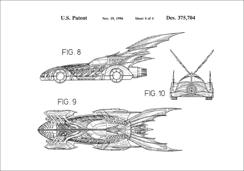 Schiță - Batman - Batmobile 1996 IIII Poster