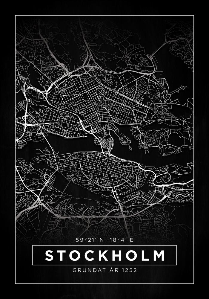 Hartă - Stockholm - Negru Poster