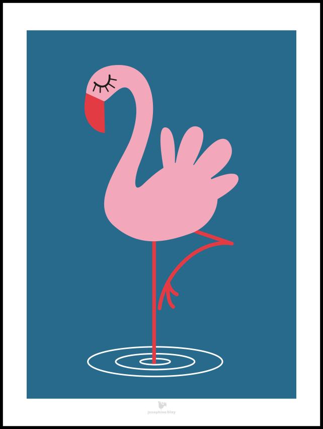 Flamingo - Blue Poster