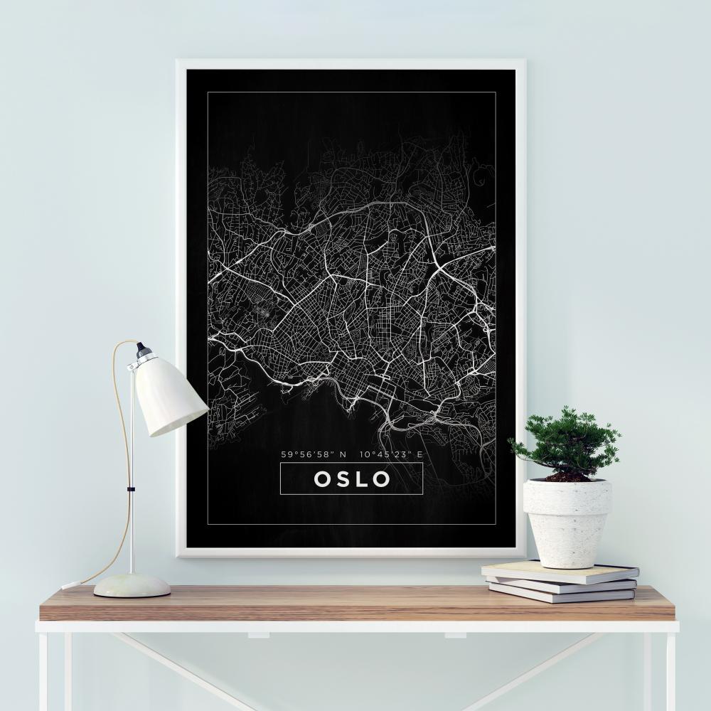 Hartă - Oslo - Negru Poster