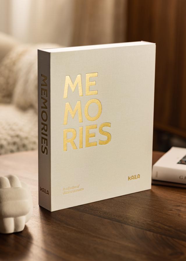 KAILA MEMORIES Cream - Coffee Table Photo Album (60 Negre Pagini / 30 foi)