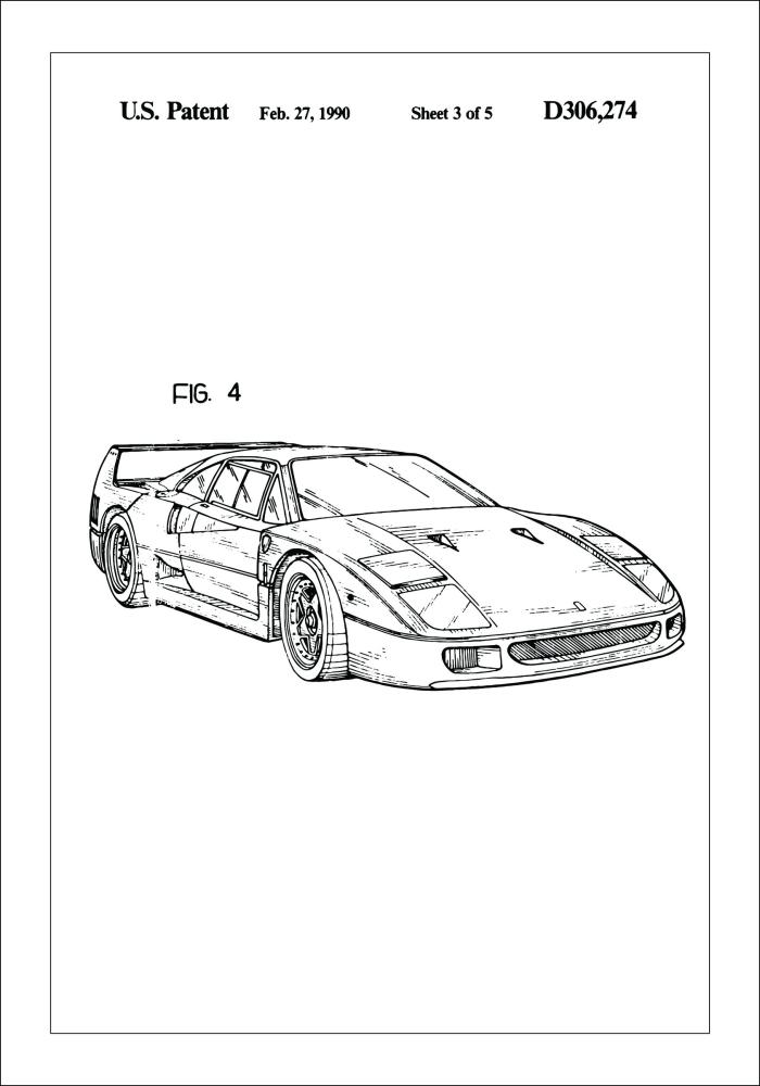 Schiță - Ferrari F40 II Poster