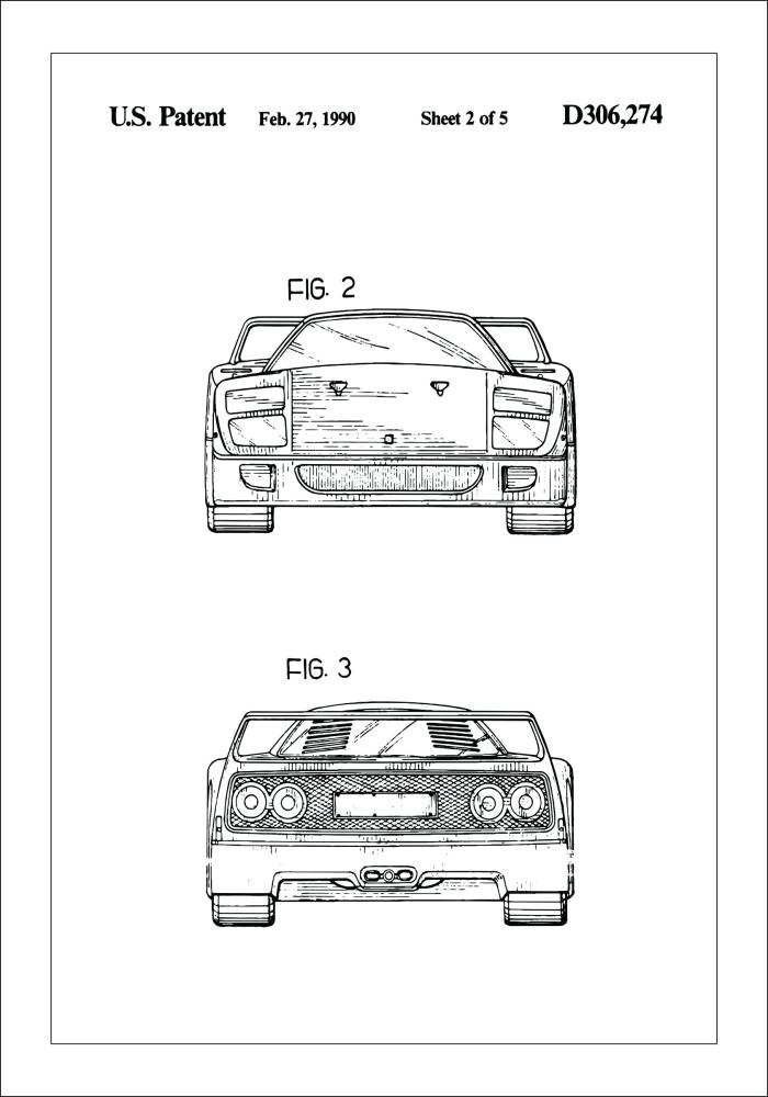 Schiță - Ferrari F40 III Poster