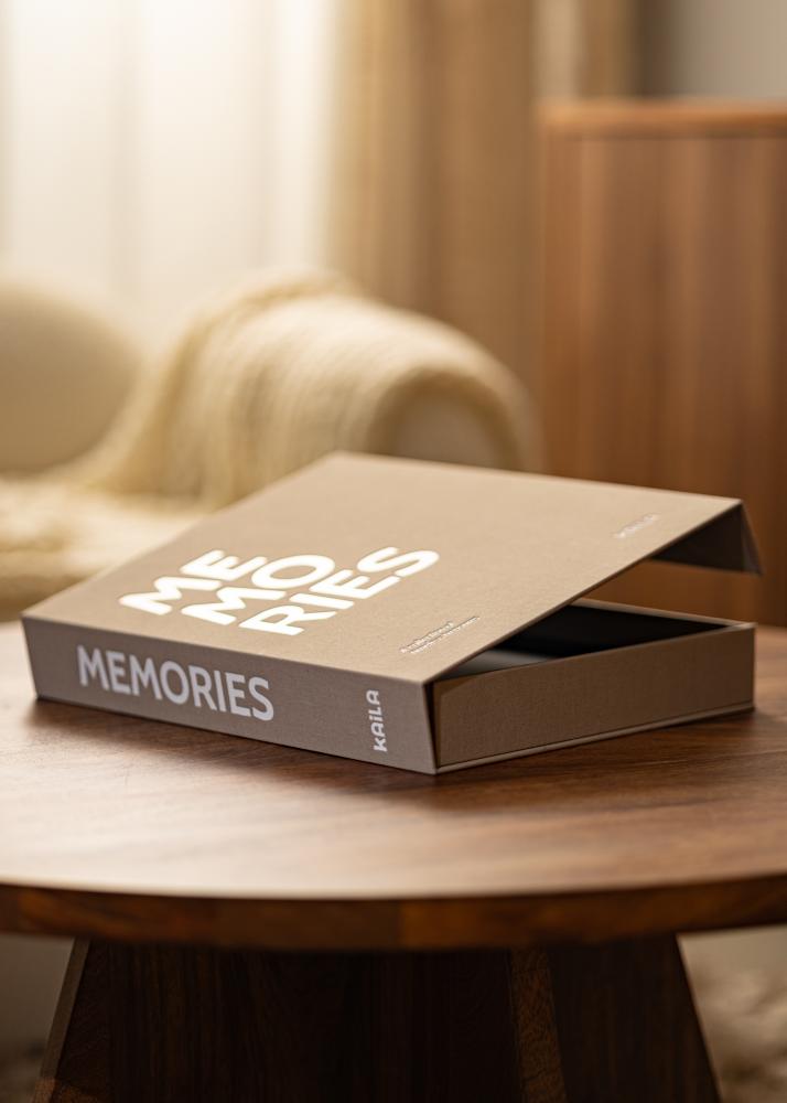 KAILA MEMORIES Grey/White - Coffee Table Photo Album (60 Negre Pagini / 30 foi)