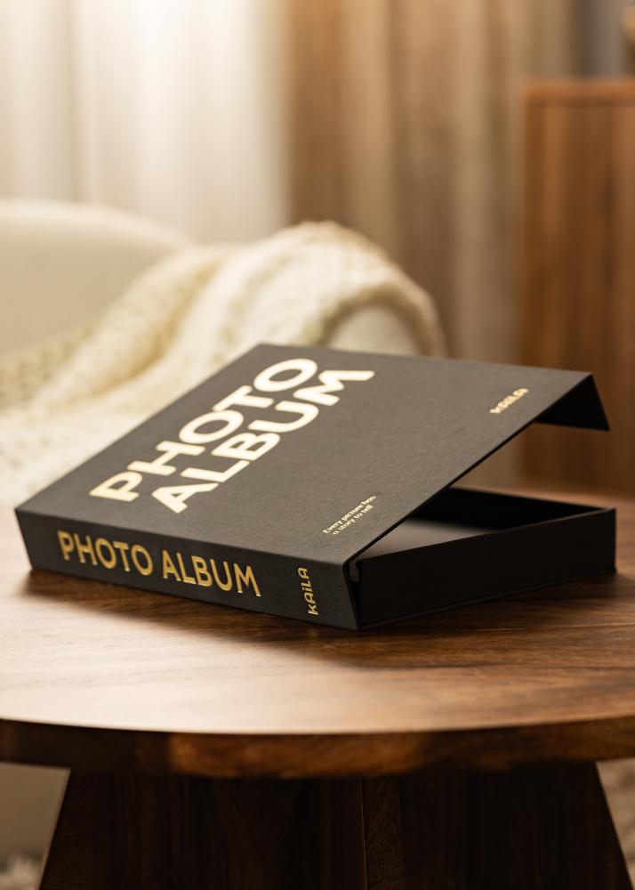 KAILA PHOTO Album Black - Coffee Table Photo Album (60 Negre Pagini / 30 foi)