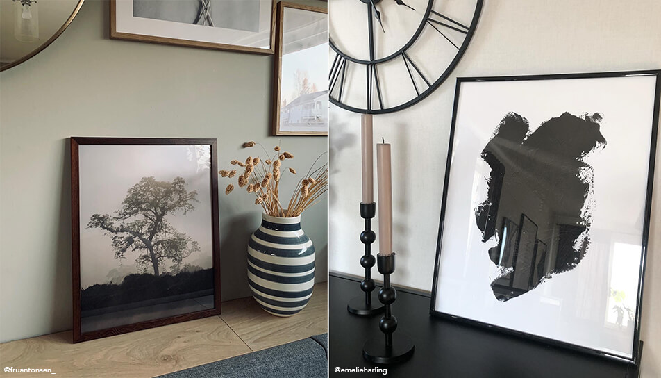 Tablouri sprijinite pe bufet în living