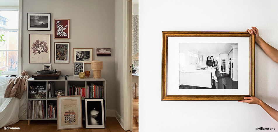 Diferite rame pentru tablouri în living
